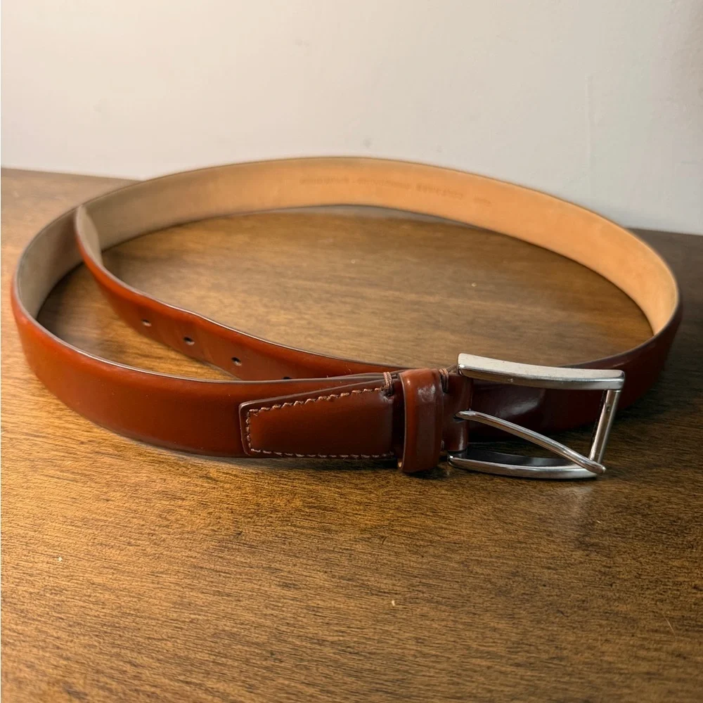 Cole Haan Men’s Brown Leather Belt w/ Silver Buckle – Size 38/95 Genuine Leather